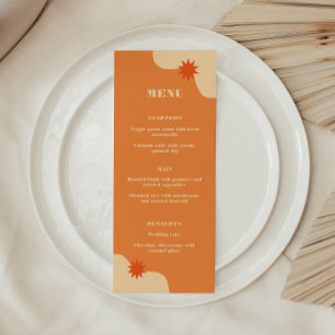 Bright Orange Retro Summer Wedding Menu