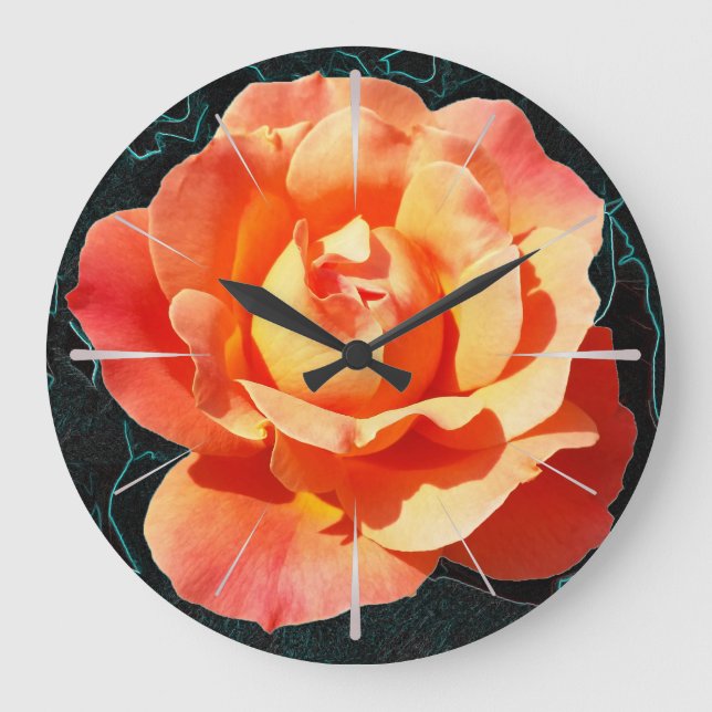 Bright orange rose large clock (Front)