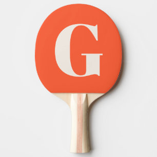 Bright Orange Simple Bold Monogram Personalized Ping Pong Paddle