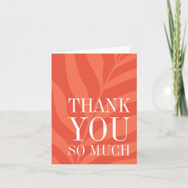 Bright Orange Simple Tropical Thank You Card (Front)