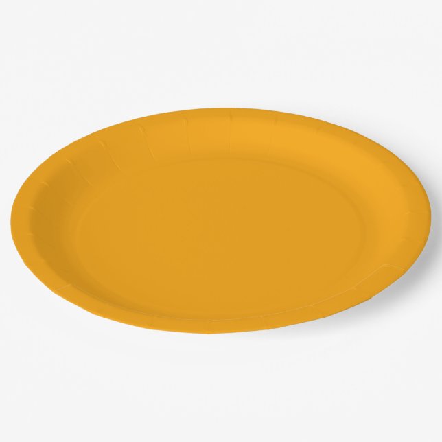 Bright Orange Solid Colour Paper Plate (Angled)