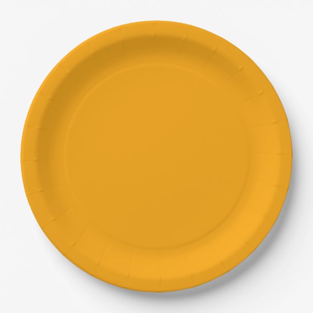 Bright Orange Solid Colour Paper Plate (Front)