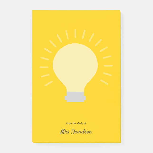 Bright Orange Teacher Light Bulb Post-it Notes (Front)