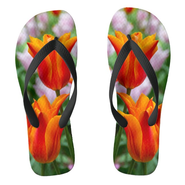 Bright orange tulips in the park    flip flops (Footbed)
