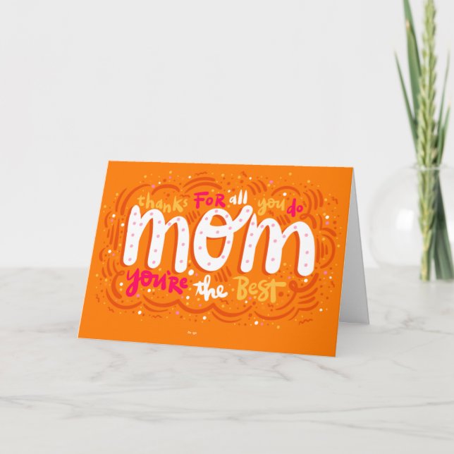 Bright Orange Typographie Carte de jour des mères (Devant)