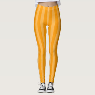 Bright Orange Vertical Stripe Leggings