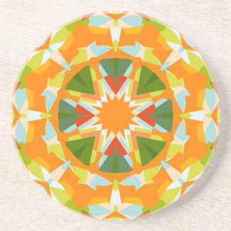 Bright Orange Vibrant Green Star Boho Maximalist Coaster