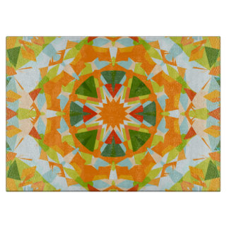 Bright Orange Vibrant Green Star Kitsch Eclectic Cutting Board