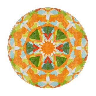 Bright Orange Vibrant Green Star Kitsch Eclectic Cutting Board