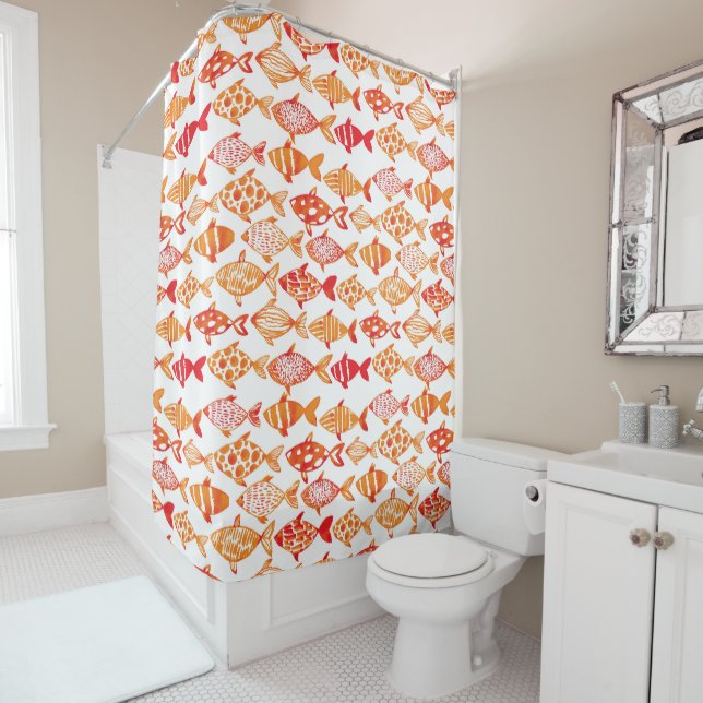 Bright Orange Watercolor Fish Pattern (In Situ)
