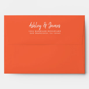Bright Orange Wedding Return Address Envelope