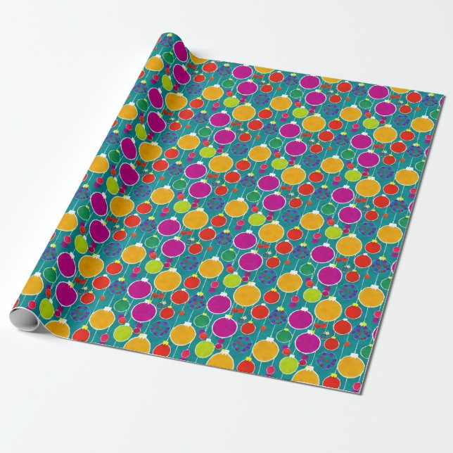 Bright Ornament Wrapping Paper (Unrolled)
