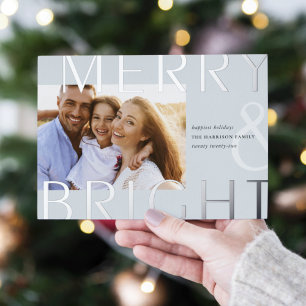 Bright Overlay   Modern Photo Foil Holiday Card