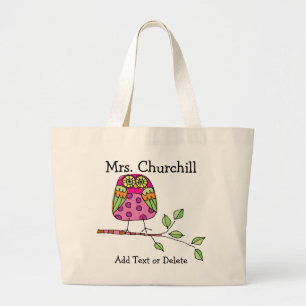 Bright Owl Teacher - SRF Large Tote Bag