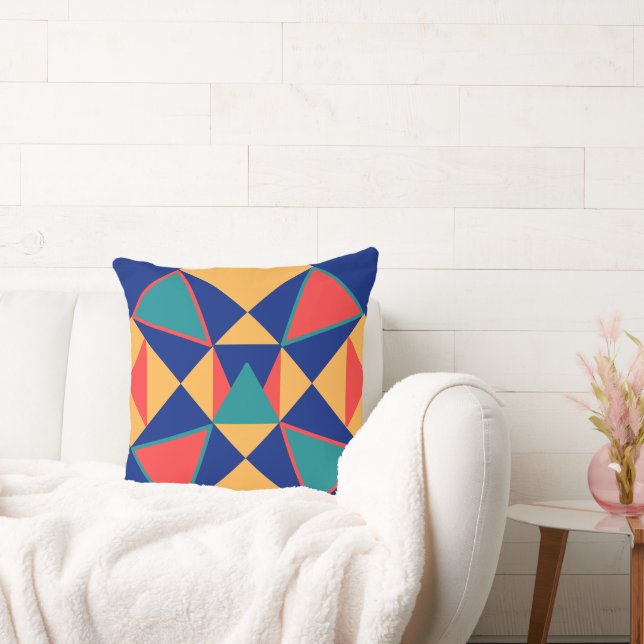 Bright Paint Geometric Print Throw Pillow (Couch)