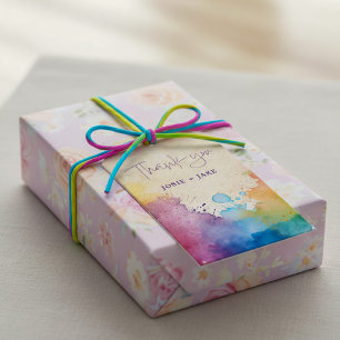 Bright paint splashes thank you favour gift tags
