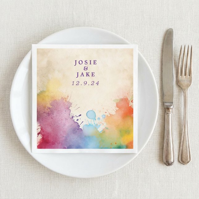 Bright paint splashes wedding napkin (Bright paint splashes wedding napkin.)