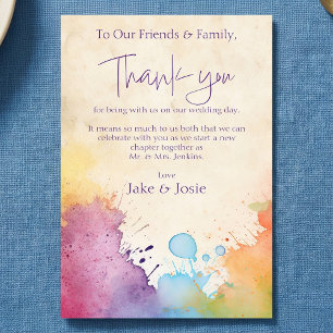 Bright paint splashes Wedding Table thank you card