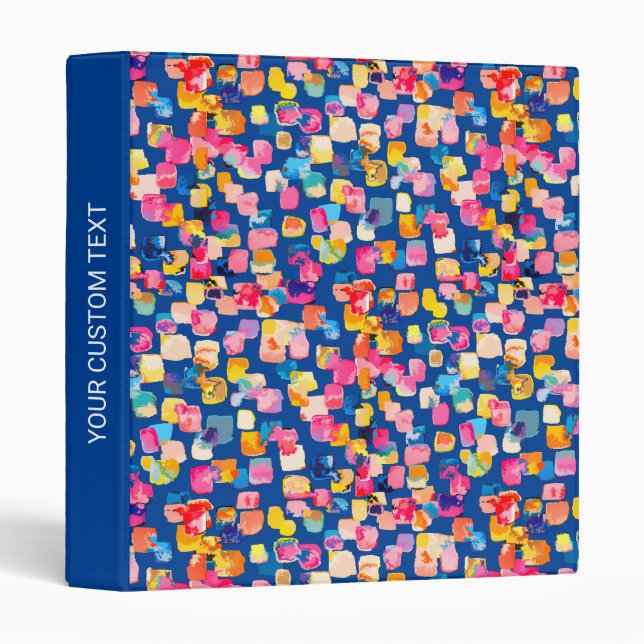 Bright Painted Abstract Square Pattern Binder (Front/Spine)