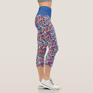 Bright Painted Abstract Square Pattern Capri Leggings