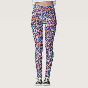 Bright Painted Abstract Square Pattern Leggings