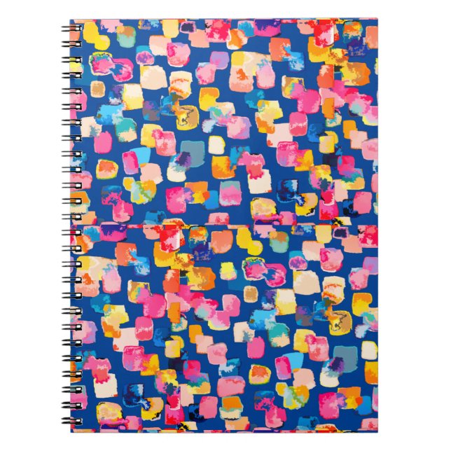 Bright Painted Abstract Square Pattern Notebook (Front)