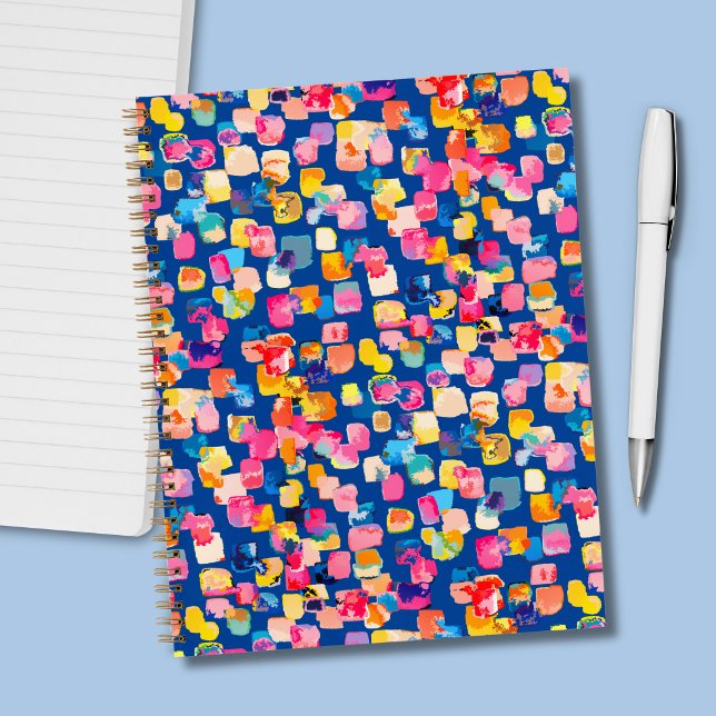 Bright Painted Abstract Square Pattern Notebook (Abstract colorful notebook)