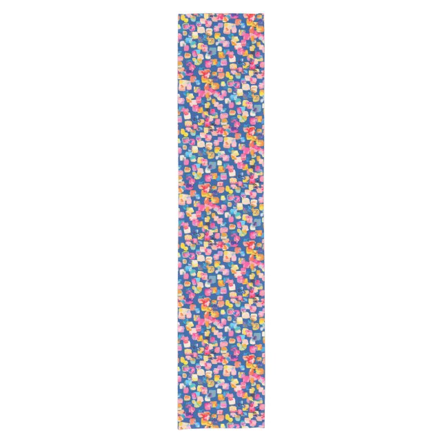 Bright Painted Abstract Square Pattern Short Table Runner (Front)