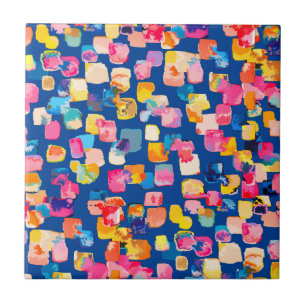 Bright Painted Abstract Square Pattern Tile
