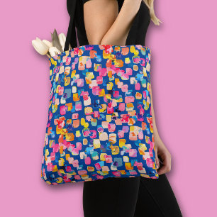 Bright Painted Abstract Square Pattern Tote Bag