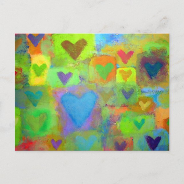 Bright Painted Hearts – Valentine Holiday Postcard (Front)