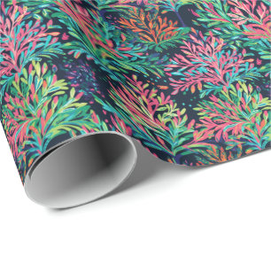 Bright Palm Beach Christmas Floral Watercolor Wrapping Paper