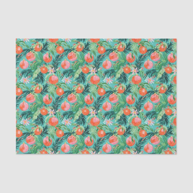 Bright Palm Beach Christmas Ornaments Watercolor  Tissue Paper (Front)