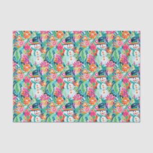 Bright Palm Beach Christmas Snowman Tissue Paper