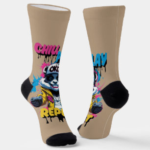 Bright Panda Street Art Look Socks