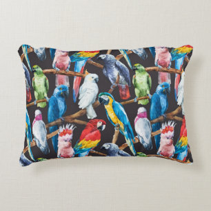 Bright parrot: tropical watercolor wallpaper. accent pillow