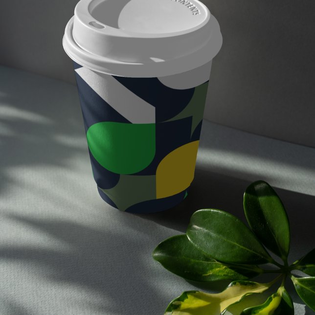 Bright Party Theme Paper Cups (green bauhaus style theme kids,adult party stationery, birthday party use and throw paper cups)