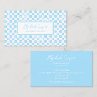 Bright Pastel Blue Chequered Board Business Card