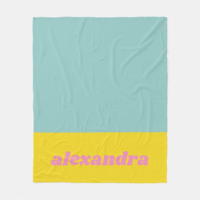 Bright Pastel Colour Block Personalized Fleece Blanket (Front)