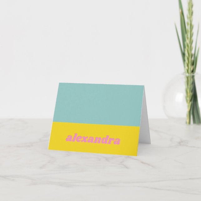 Bright Pastel Colour Block Personalized Note Card (Front)