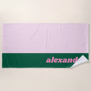 Bright Pastel Colour Block Pink Green Personalized Beach Towel