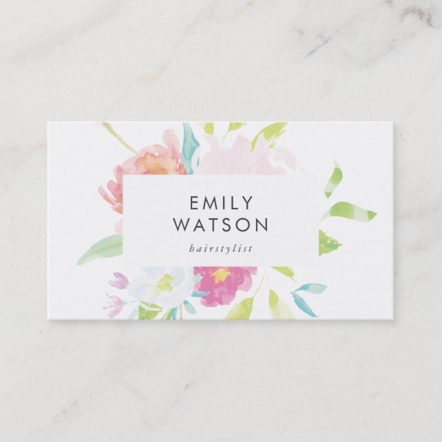 Bright Pastel Floral Carte de visite (Devant)
