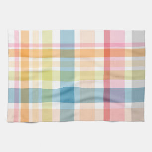 Bright Pastel plaid multicolour clan tartan Kitchen Towel
