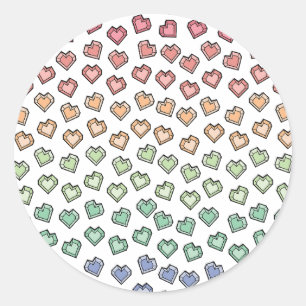 Bright Pastel Rainbow Gemstone Heart pattern Classic Round Sticker