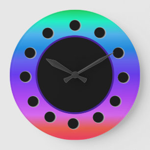 Bright Pastel Rainbow Large Clock