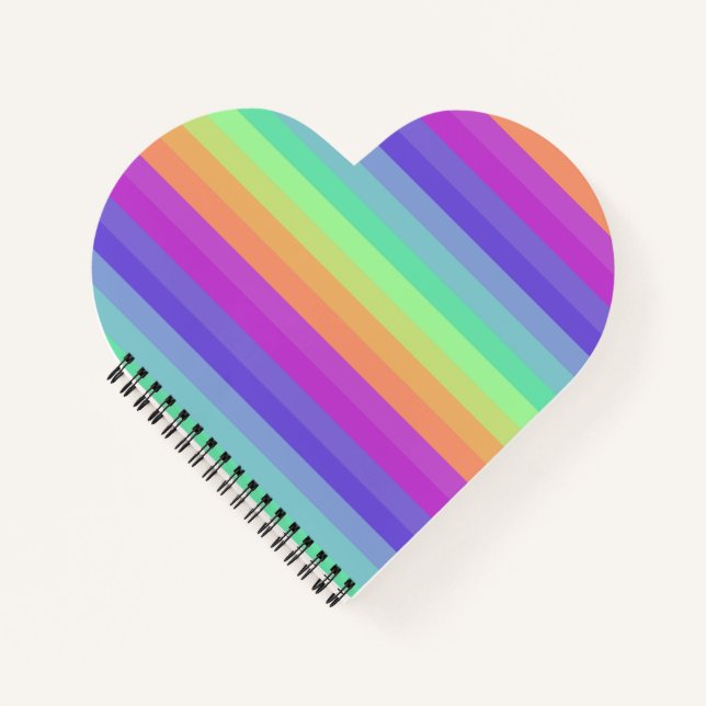 Bright Pastel Rainbow Stripe Spiral Notebook (Front)