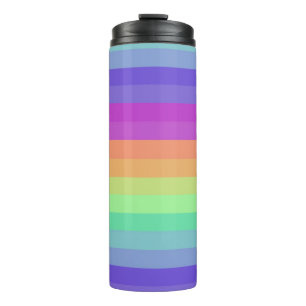 Bright Pastel Rainbow Stripe Thermal Tumbler