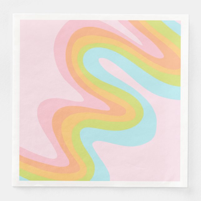 Bright pastel rainbow swirl napkin (Front)