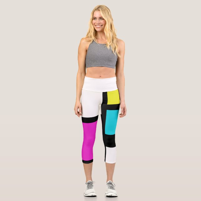 Bright Pastel spring colours High Waisted Capris (Front)