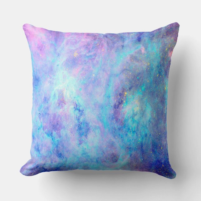 Bright Pastel Tarantula Nebula Throw Pillow (Front)
